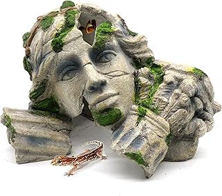 Reptile Cave Hideout Tank Accessories Decorations, Aquarium Hideaway Cave Fish Tank Decorations for Amphibians, Betta Fish, Shrimp, Lizards, Leopard Gecko