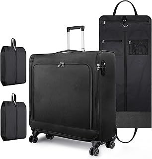 Rolling Garment Bags with Wheels for Travel, Checked-Large 26-Inch Suitcase, Wheeled Garment Luggage Bag with TSA Locks for Men and Women, 4 Spinner Wheels, Separate Suit Compartment
