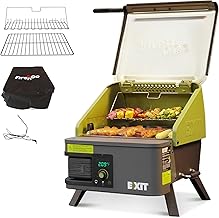 EXIT Fire'n'Go 20V Portable Wood Pellet Grill Smoker, Electric Tabletop Pellet Smoker, 287 Sq.In. Cooking Area, Temperature Control (160-500&deg;F) Outdoor BBQ Grill for Camping, Tailgating, RV, EX110