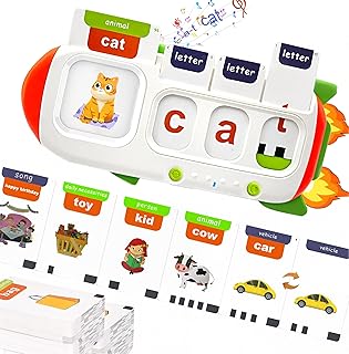 Talking Flash Cards for Toddlers : Montessori Toys for Autism, 107 Sight Words & Alphabet CVC Word Learning with Speak and Spell Function, Preschool Educational Therapy Toys Gift for 3-8 Year Olds