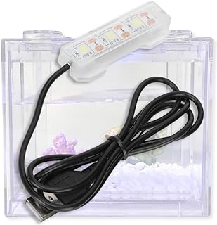 Small Fish Tank Light,LED Aquarium Light 0.6W 5V 2.4x0.8 Inch 1m USB Cable with Double Sided Tape, Small Aquarium Light Fish Tank Lamp for Small Aquarium or Office Desk Fish Tank