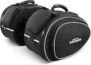 Motorcycle Saddlebags with Protective Cover, Large Capacity Extendable Saddle Bags Motorcycle Side Bag with Reflective Strip