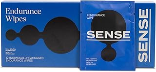 Sense Endurance Wipes for Men, 12 Pack Individually Wrapped Wipes for Comfortable and Confident Intimate Moments, Travel-Friendly Personal Care Wipe for On-the-Go Use