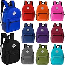 24-Pack 17" Classic Patch Backpacks for Kids, 11 Assorted Colors - Bookbags in Bulk for Elementary, Middle, and High School Students