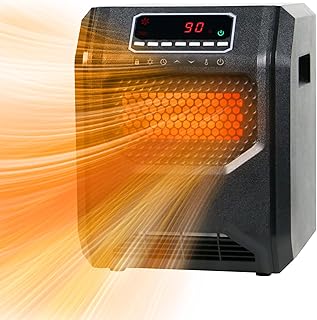 Comfort Portable Quart Infrared Heater for Indoor Use Realsmart 1500 W 3 Heating Mode LED Display Remote Control Overheat Tip Over Protection Safe Electric Heaters for Large Rooms