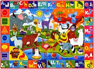 QUOKKA Classroom Rug for Kids - 79x60 ABC Rugs for Playroom - Alphabet Learning Area Rug for Bedroom - Ocean Toddler Rug for Boys and Girls - Carpet for Kids Room