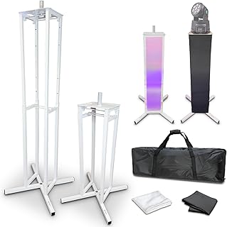 AxcessAble Two (2) Moving Head Light Totem Stands with White/Black Scrims, Portable DJ Lighting or Speaker Column Stands with Carrying Bag and EVA Pads &ndash; Adjustable Height Up to 70.5" (2-Stand Pack)
