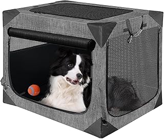 Dog Crate, Collapsible Soft Travel Crate for Large Dogs (3 Year Warranty), Indoor & Outdoor Portable Pet Kennel with Chew-Proof Mesh Window (Dark Gray, 36" L x 25" W x 25" H) ?