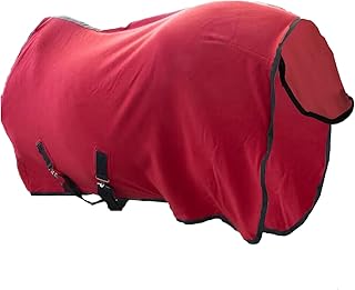 Polar Fleece Horse Sheet, Soft Absorbent Horse Cooler, Multi-Functional Horse Blanket, Anti-Sweat,Keep Warm,Wicks Moisture (Red, US 81 in?EU155?)