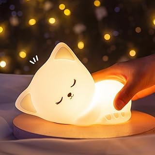 Mubarek Night Light for Kids,16Colors Cat Night Light for Kids Cute Lamp,Dimmable Toddler NightLight for Girls,Soft Silicone Nightlight for Baby Room, Rechargeable Cute Lamp Big Size