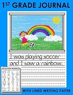 1st Grade Journal with Lined Writing Paper: Includes Picture Prompts and Drawing Space, Encourages Handwriting Help and Creative Story Writing Skills - Ages 5-8