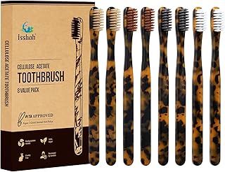 Biodegradable Eco-Friendly Cellulose Acetate Toothbrushes - 8 Count