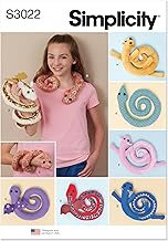 Simplicity SS3022OS Plush Otter, Snake, Axolotl and Dragons Sewing Pattern Packet, Design Code S3022, One Size, Multicolor