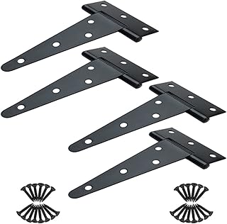 8 inch T Strap Hinges, Heavy Duty T-Strap Shed Door Hinges Gate Hinges, Tee Hinge for Wooden Fences,Yard Door,Barn Door Gates, Wrought Rustproof 4PCS