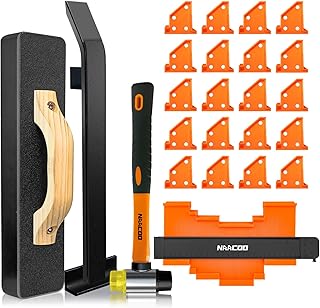 Laminate Flooring Tools,Vinyl Flooring Tools, Heavy Tapping Block, Heavy Pull Bar, 10&rdquo;Contour Gauge, 20pc Upgrade Flooring Spacers, Rubber Mallet - Professional 5 in 1 Flooring Installation Kit