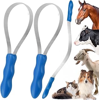 Dual-Sided Shedding Blade Dog Hair Brush - Stainless Steel Grooming Tool for Horses, Cattle, Sheep with Comfort Grip - Fine & Coarse Teeth for Long and Short Hair?2 Pcs?