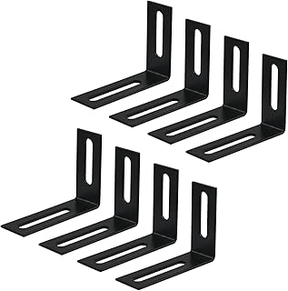 MY MIRONEY 8PCS Black Slotted L Brackets Hardware Adjustable Slotted L Brackets Metal Corner Braces L Shaped Joint Right Angle Shelf Support Bracket with Screws, 0.71" x 2.32" x 1.69"