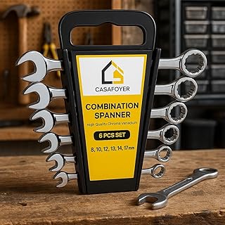 Combination Spanner Set &ndash; Wrench Set - Polished Finish, Superior Grip for Home Use, Adjustable, Crescent, and Pipe Wrenches for Mechanics & Home Use &ndash; Mechanics and Craftsman Tools Set (6)