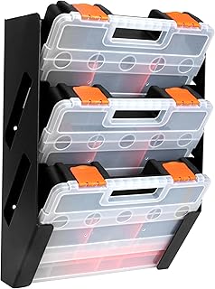 Iron Forge Tools Small Parts Tool Organizer, Service Truck, Cargo Van Shelving- Metal Wall Mount Rack & 3 Hardware Storage Bin Nuts and Bolts Boxes