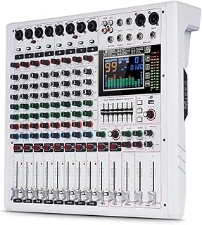 GF8PRO Professional 8-Channel DJ Console - With 7 Stage Equalizer, 99 Reverb Effects, LCD Color Screen, Independent Mute Function for DJ Stage Performance/Studio/Party Karaoke