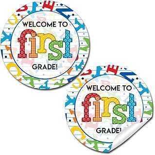 Back to School Stickers for Kids Colorful Alphabet Welcome to 1st Grade 40 2" Welcome Back Gift Tag Stickers Bulk Teacher Stickers Student Encouragement, Inspiration & Appreciation by Amanda Creation