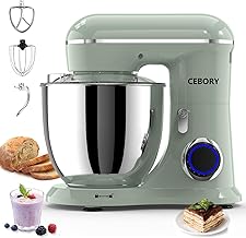3-IN-1 Electric Stand Mixer, 6.5QT Bowl 660W 10-Speed Kitchen Mixer, Household Food Mixers include Dough Hook, Beater and Whisk, Bread Cake Mixer for Baking and Most Home Cooks, Green