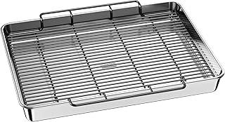 Baker's Secret Non-Toxic Large Roasting Pan 18" with Rack, Roaster 100% Recycled Aluminum, Turkey Roasting Pan, Vegetables, Poultry - The Natural Aluminum Collection PFOA, PFOS, and PTFE free