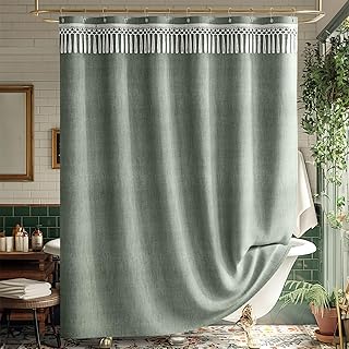 AmazerBath Boho Green Shower Curtain