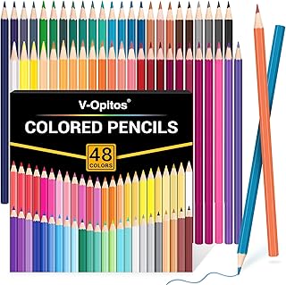 V-Opitos 48 Pack Colored Pencils Set, Pre-sharpened Coloring Pencils for Kids Beginners, Colored Pencils for Adult Coloring Books, Ideal Art Supplies for Sketching, Coloring & Painting