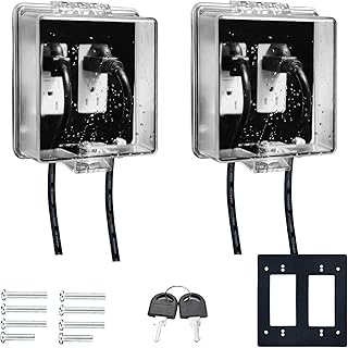 2-Gang Baby Safety Dual Outlet Cover Box - Key Lock for Much Better Toddler Proofing, Easier Operation, Simple 4 Step Install,Provides Extra Space Inside for Plugs,Adapters,Clear(2pack)