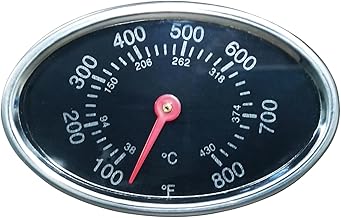 Grill Thermometer Gauge for Charcoal Grill and Smoker, BBQ Thermometer for Grill Replacement Parts, M5 Bolt, Grill Thermometer for BBQ Meat Cooking (100-800?/38-430?)