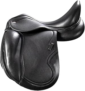 English Dressage Cow Leather with Full Covered Softie Horse Saddle 13" to 19" Black ST-027