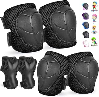 Kids/Youth Knee Pads and Elbow Pads Set for Kids 3-14 Years Boys Girls Protective Gear Set Adjustable Knee Pads, Elbow Pads, Wrist Guards Skateboard Skating Skiing Cycling Biking Running Scooter