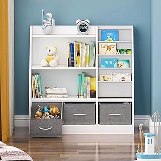 Kids White Wood Bookshelf Organizer