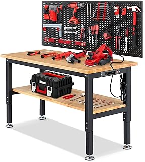 Adjustable Rubber Wood Workbench