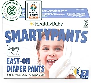 SmartyPants Pull Up Style Diapers | EWG Verified Safe & Plant-Based | Quilted 360 Waistband, Super Absorbent for Overnight Leak Protection | Training Pants by HealthyBaby | Size 7 (30 Count)