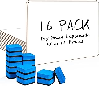 Dry Erase LapBoards, PANDRI 16 Pack Double Sided 12.5 x 9 Inch Whiteboards with 16 Erasers, Dry Erase Boards for Office Students Classroom Teacher Supplies