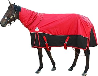 Horse Care Blanket Winter 1680D Premium Turnout Horse Blanket,Medium Weight Waterproof Blanket with Turnout Neck Cover Detachable (US78 in(EU 145 cm))