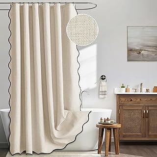 MIULEE Beige Scalloped Shower Curtain