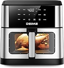 DEIME Air Fryer 10.2 QT Oilless 1700W Large Capacity Oven Air Fryers Healthy Cooker with 10 Preset, Large AirFryer for Families Visual Cooking Window, Non-Stick Basket, Included Recipe