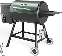 Electric Pellet Grill 456 SQ.IN Cook Area Pellet Smoker with Auto Feed & PID Controller 500&deg;F Max Temperature 8 in 1 BBQ Grill with Meat Probe & Side Table with Hooks Perfect for Outdoor BBQ