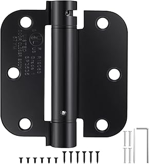 2 Pack | Self Closing Door Hinges 3.5&rdquo;&times;3.5&rdquo;, HBL' Automatic Door Closer Hinges with 5/8" Radius Corners, Adjustable Spring Door Hinge for Home, Garage & Basement Doors.