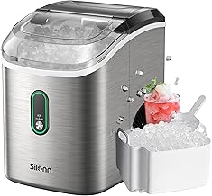 Silonn Nugget Ice Maker Countertop, Pellet Ice Machine with Self-Cleaning Function, Sonic Ice Maker Produces 33lbs of Chewable Ice in 24 Hours, Ideal for Home Kitchen and Office (Stainless Steel)