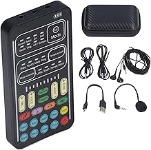 I9 Voice Changer, Mini Portable Voice Changer Device Multifunction Live Sound Card Live Streaming Equipment with Microphone for Computers Phones Tablets and Gaming Anchor