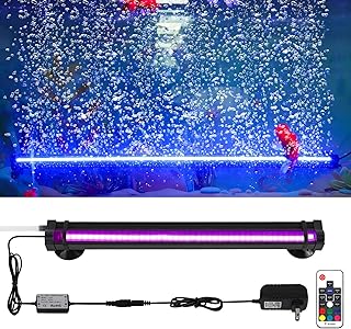 Bubble Fish Tank Light?Ip68 Waterproof Fish Aquarium Lights with Oxygen Boost for 12-17 inch Saltwater Freshwater Tanks -Submersible Led Lights with Remote for Aquatic Pet Plants Lovers