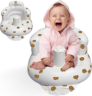 Inflatable Baby Seat for Babies 3-36 Months &ndash; Blow Up Baby Chair with Built-in Air Pump &ndash; Portable Baby Inflatable Seat for Sitting Up and Play &ndash; Durable Inflatable Infant Chair