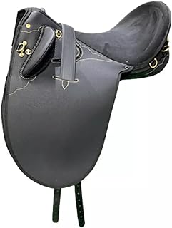DNL Saddlery Synthetic Suede Australian English Stock Horse Saddle Collection Horse Rider Without Horn Hornless Equestrian Trail Tack Get Matching Girth-Stirrups Size 10-18 inches Seat, STOCK04
