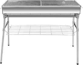 Portable Charcoal Grill: Foldable Charcoal Grill - Outdoor Stainless steel Barbecue Grill, Camping, picnics(larger)