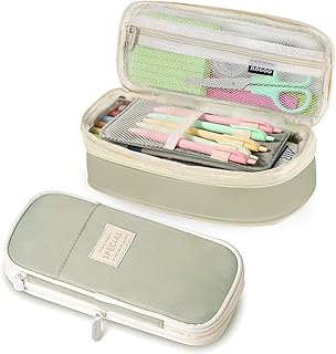 Pencil Case, Large Capacity Aesthetic Pencil Cases with Durable Zipper, Big Stationery Pencil Pouch for Women & Men, Adults Portable Storage Organizer Bag for College, Office, Travel (Green)