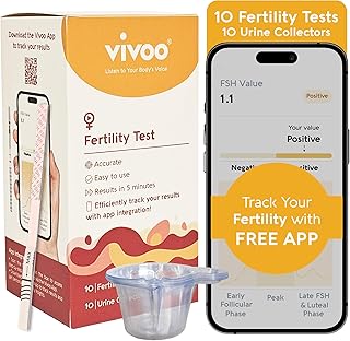 Vivoo Fertility Test, Monitor Your Ovarian Reserve at-Home, Scan & Track Your Results with Vivoo App, Individually Wrapped 10 Fsh Test Strips and 10 Urine Collector